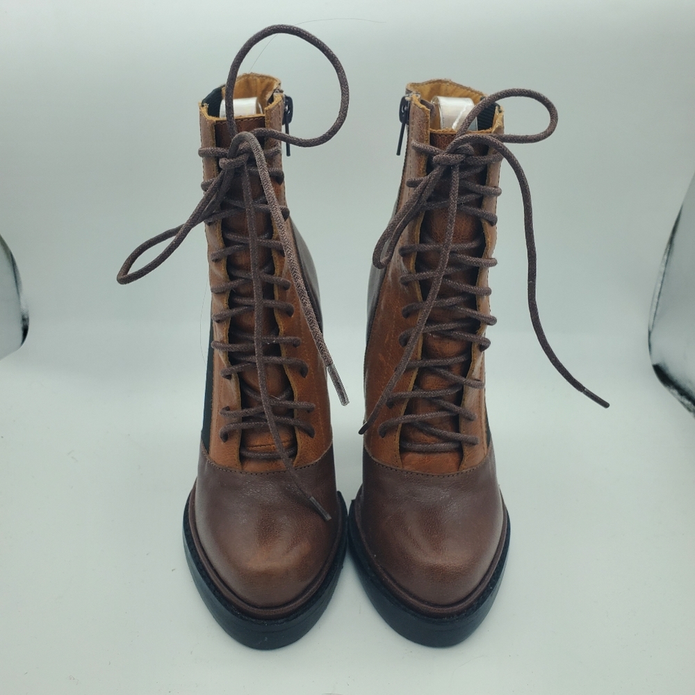 Jeffrey Campbell Brown Patchwork Platform Ankle B… - image 2